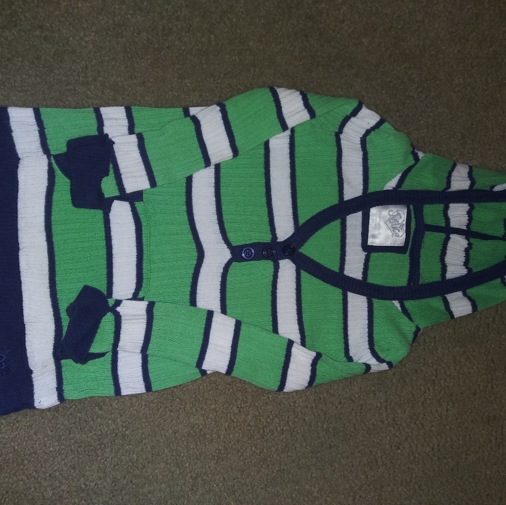 Stripped Half Button Up Top